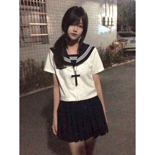 正版JK制服校园学院风三本水手服原创正统班服夏季短袖学生套装女