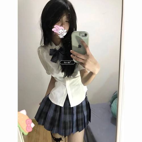 基础款JK衬衣正版格裙三件套