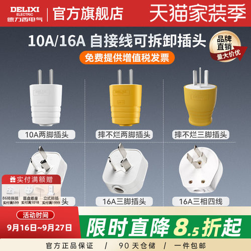 德力西10a16a大功率插头