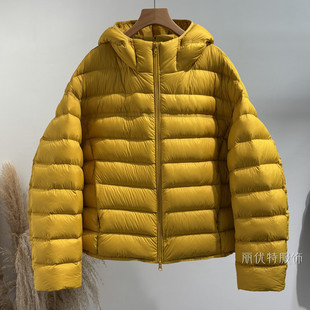 连帽排骨羽绒服女加厚短款泡芙宽松保暖2025秋冬新款90白鸭绒外套