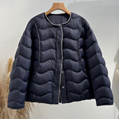 高端轻薄羽绒服女洋气圆领2025秋冬新款 韩系小个子90鸭绒短外套爆