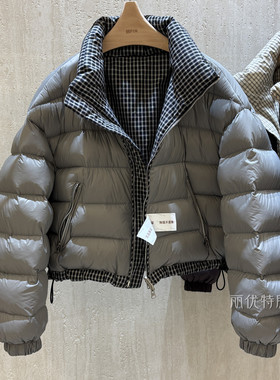 韩版羽绒服女两面穿撞色时尚洋气25冬季新款小个子加厚保暖短外套