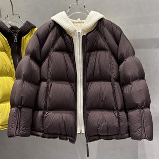 新款羽绒服女针织衫连帽两件套短款加厚宽松洋气减龄面包服外套冬