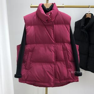 欧货羽绒服马甲女宽松短款2023秋新款加厚立领白鸭绒马夹背心外穿