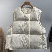 2025新款 小个子羽绒服马甲女90鸭绒简约圆领云朵保暖背心夹短外套