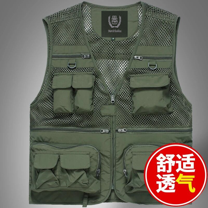 Spring and summer thin Jeep chariot mesh vest photography director reporter vest multi bag waistcoat fishing vest