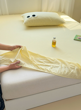 奶黄色纯棉床笠2025新款四季通用单件床罩全棉三件套床垫保护套