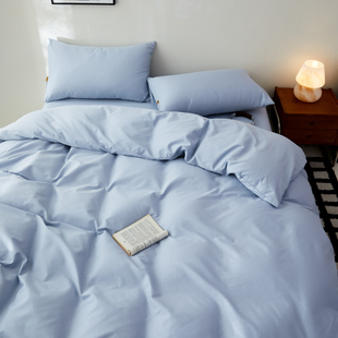 简约纯色床上四件套纯棉被套床单四季 1.8米床笠 通用纯棉床品1.5