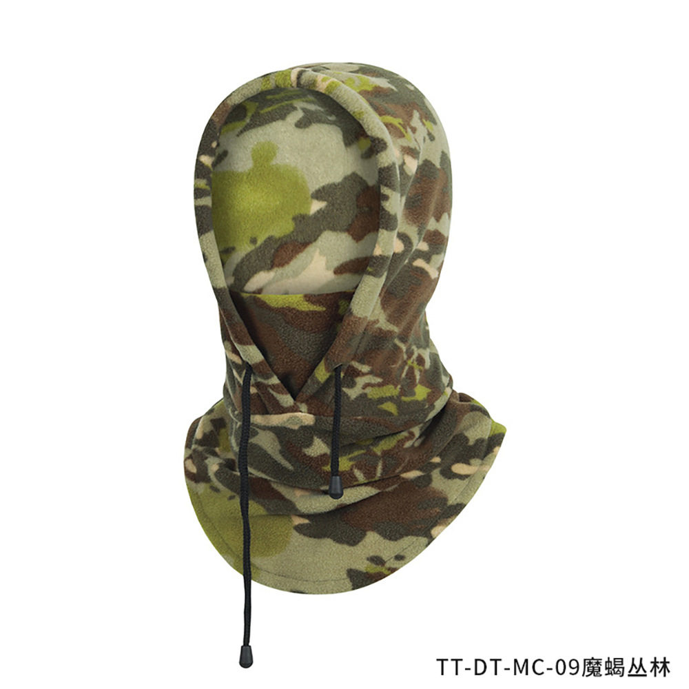 加厚滑雪头套迷彩抓绒帽