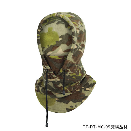 加厚滑雪头套迷彩抓绒帽