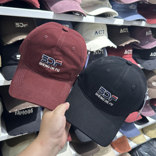 复古做旧破洞棒球帽男女百搭显脸小鸭舌帽软顶遮阳帽 2025春夏新款