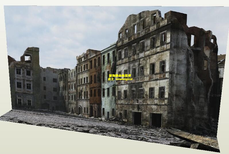 1比6 12 城市战场巷战街角建筑废墟兵人人偶模型地台场景