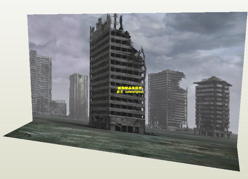 1比144 城市建筑废墟哥斯拉奥特曼敢达高达兵人偶模型地台场景