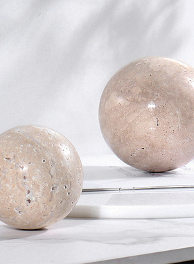 侘寂风轻奢天然大理石黄洞石圆球