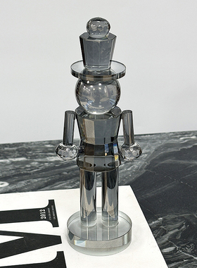 创意透灰色水晶潮玩卡通人摆件