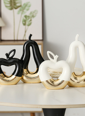 轻奢高颜值电镀金色陶瓷苹果雪梨