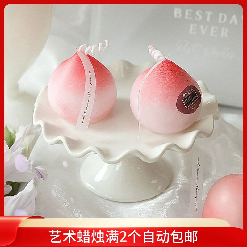 可爱高仿真candle水果密桃香味桃子造型香薰蜡烛美食拍照生日礼物
