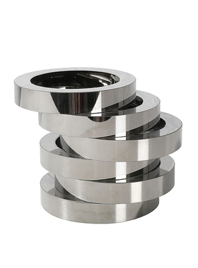 现代轻奢电镀银色水晶层层叠圈花器样板间售楼处创意几何装饰摆件