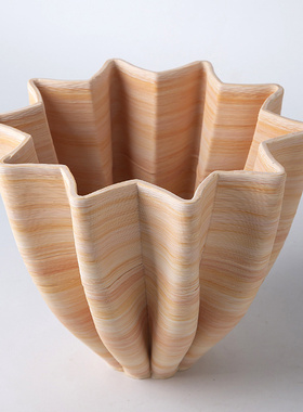 不规则3D打印渐变橙色陶瓷花器样板间客厅桌面装饰品抽象艺术摆件