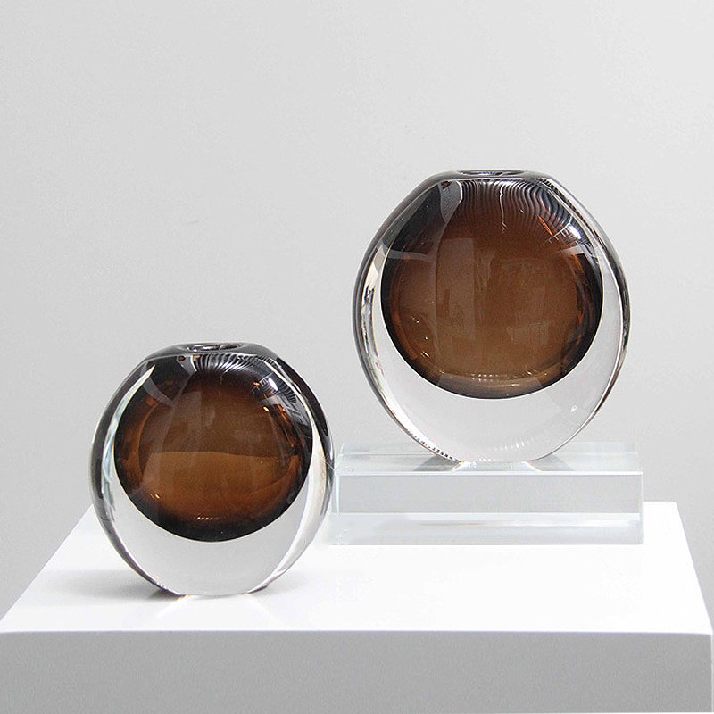 极简轻奢高档精美厚质水晶琉璃花瓶艺术玻璃花器客厅桌面装饰摆设