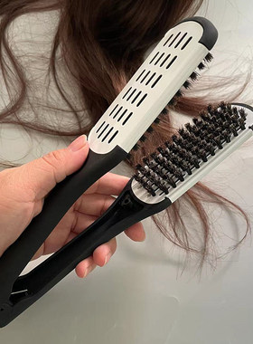 美发直发梳子铝片猪鬃毛造型梳