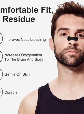 通气止鼾鼻贴物理矫正鼻呼吸Nasaltap成人防打鼾运动黑色弹力绷带