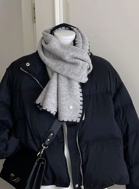 灰色围巾女款2025新款冬高级感学生针织毛线女士围脖今年流行爆款