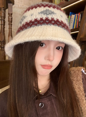 费尔岛风帽子女款2026新秋冬宽檐