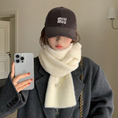 加厚学生高级感配大衣防寒今年流行爆款 白色围巾女冬季 2026新款 潮