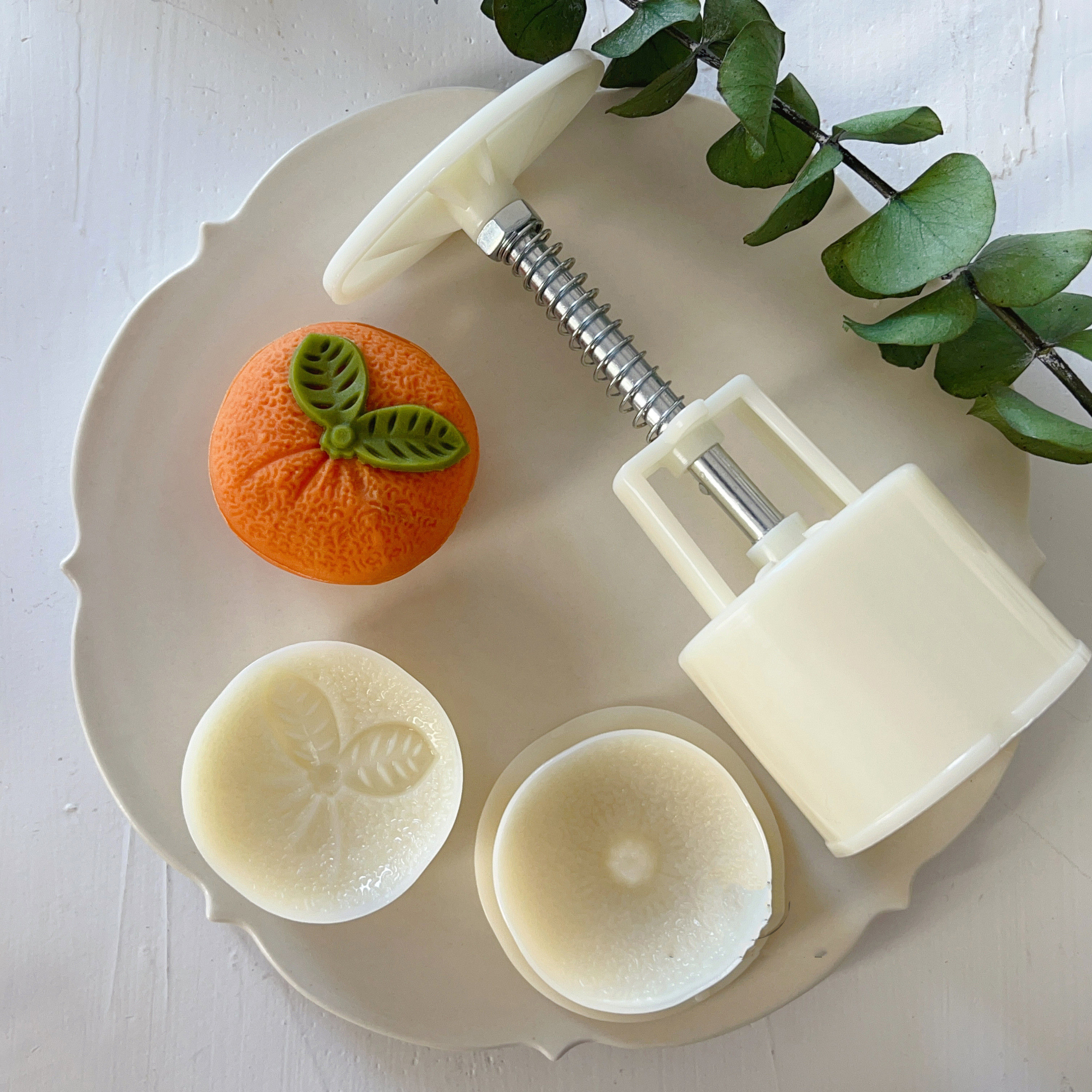 50g立体橘子绿豆糕点冰皮月饼模具 和果子点心凤梨酥桔子烘焙模具