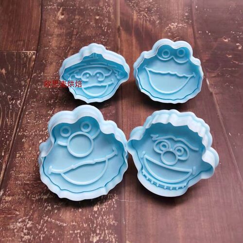 DIY烘焙 4pcs elmo 3D立体弹簧饼干模 翻糖印花压模