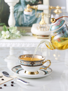 家用欧式 小奢华优雅轻奢单个带勺套具杯碟组合陶瓷骨瓷 咖啡杯套装
