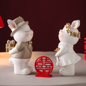 兔子摆件客厅电视柜家居装 饰品结婚礼物小情侣新婚送闺蜜新人礼品