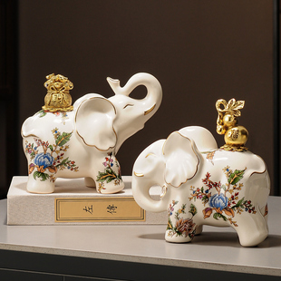 轻奢高级感家居装饰品酒柜电视柜软装大象摆件招财家里乔迁新居