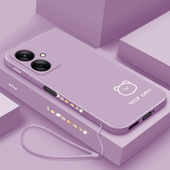 适用小米红米13c手机壳新款 Redmi13r液态硅胶保护套十三线条小熊23124RN87C网红男女款 简约镜头全包防摔软壳