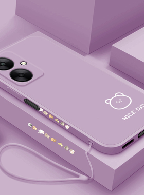 适用小米红米13c手机壳新款Redmi13r液态硅胶保护套十三线条小熊23124RN87C网红男女款简约镜头全包防摔软壳