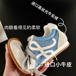 高版真皮 罗家 阿甘鞋女德训鞋复古拼色轻便百搭软底运动鞋华夫鞋