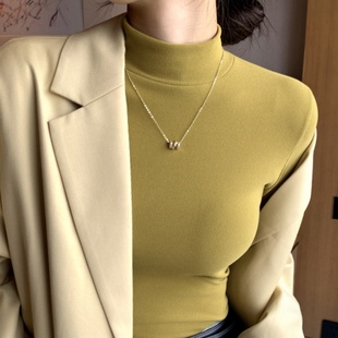 女秋冬黑白色 洋气中领秋衣套头长袖 针织打底衫 半高领女士内搭新款