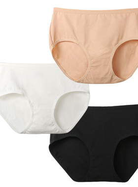 女士中腰大码胖mm纯棉200斤女内裤白色全棉中妈妈短裤宽松三角裤