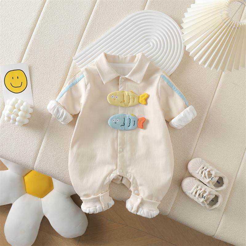 婴儿秋季连体衣宝宝纯棉春秋装婴幼儿入秋哈衣外出服男女儿童衣服