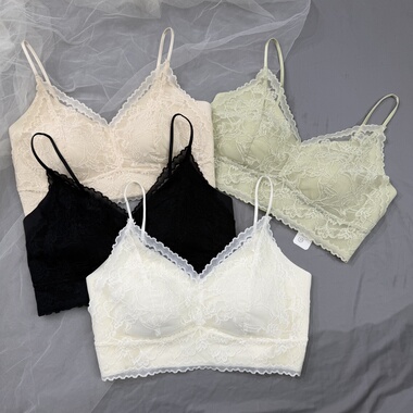 美月馨8853纯欲蕾丝吊带抹胸女薄款聚拢一体透气镂空美背内衣文胸