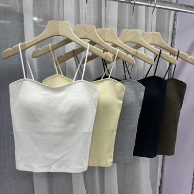 黛美芮11838秋冬磨毛吊带女带胸垫美背一体内搭无痕背心外穿上衣