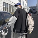 2025春秋季新款假二件卫衣男百搭宽松套头圆领上衣外套W005-P30，女装短外套，星座1703A-1