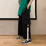 日系复古工装裤男潮流宽松百搭休闲裤子飘带拖地直筒裤KJ7514-P38，男装工装外套，星座1703A-1