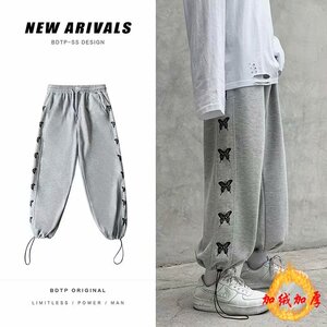 2025年秋冬新款男休闲裤运动蝴蝶印花加绒九分卫裤K2817加绒-P25图片