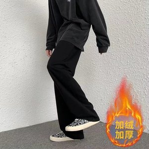 2025年秋冬季潮牌抽绳直筒运动裤加绒宽松拖地裤子K2128加绒-P25