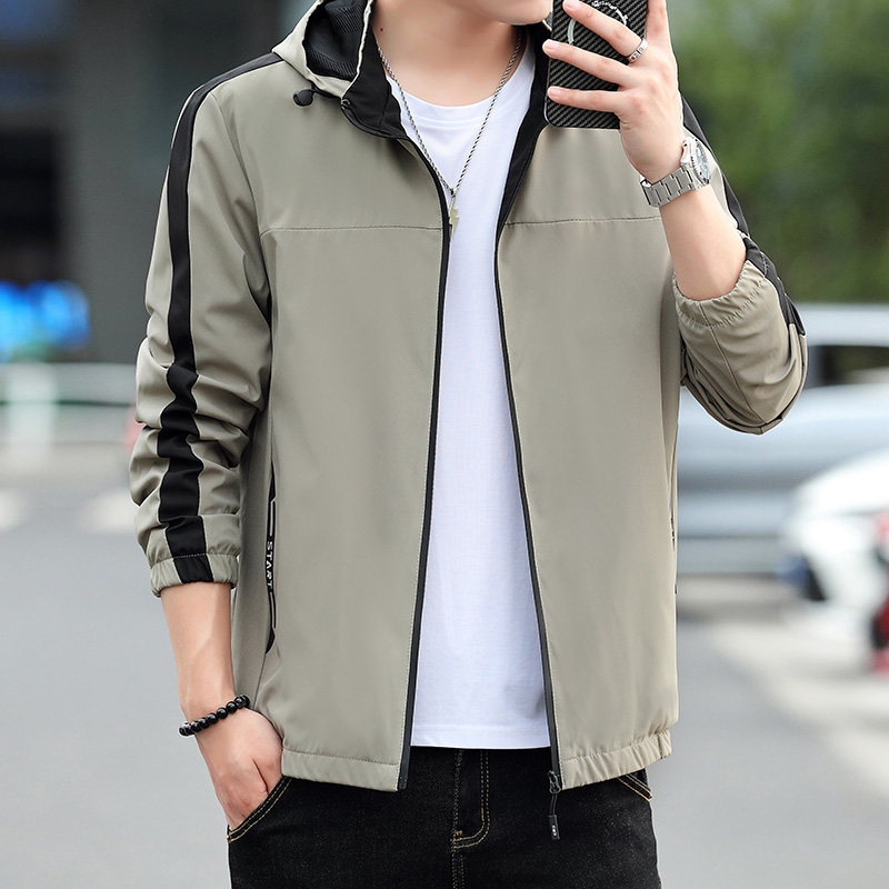 2025秋季新款夹克男插色防风连帽加肥大码外套JK1860-P55大码，男装夹克，星座1703A-1