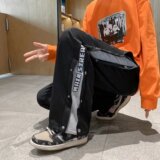 2025春秋新款排扣运动裤男拼接宽松休闲裤港风ins潮牌长裤K70-P35，女装休闲裤，星座1703A-1