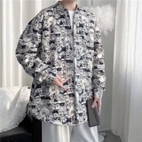 2025秋冬季新款港风宽松休闲痞帅chic潮流印花设计感衬衣CS21-P30，男装衬衫，星座1703A-1