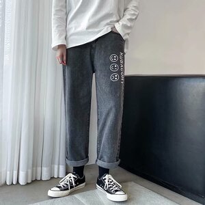 2025春秋主推现货港风宽松韩版潮流笑脸直筒网红牛仔裤KN903-P30图片